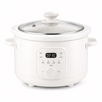 white electric cooking appliance with digital display