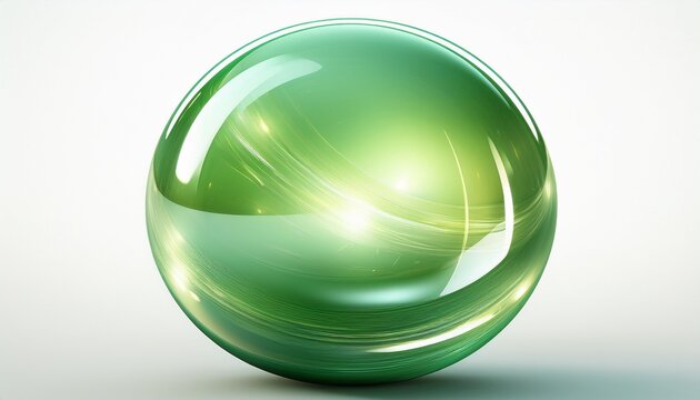 shiny pale green orb glass sphere bubble ball isolated on white background