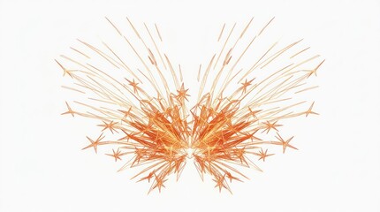 Obraz premium Abstract fractal burst of orange sparks and starbursts symmetrical design