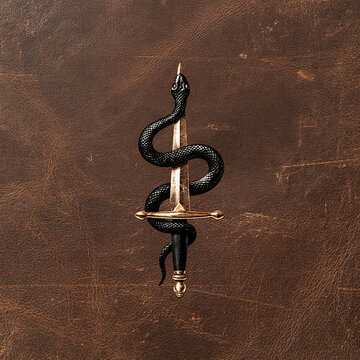 Snake and dagger tattoo design, traditional tattoo art