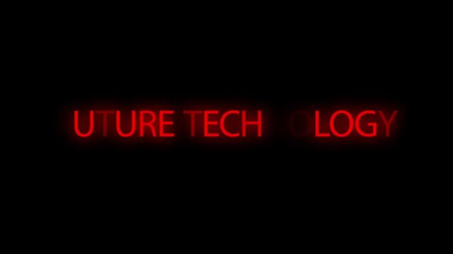 Future technology phrase shines in bright red neon letters across a solid black surface.