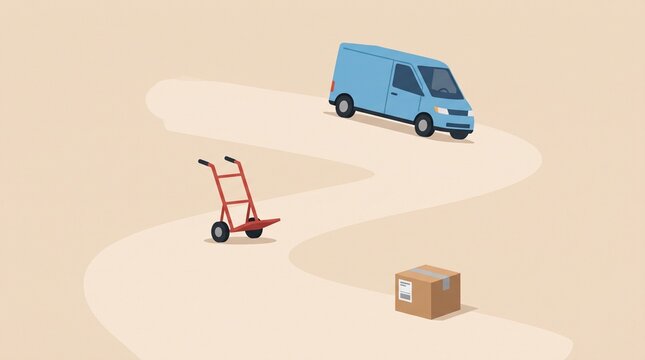 荷物から配送車へつながる物流プロセスのS字構図