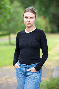 Portrait of beautiful smiling blonde young woman 