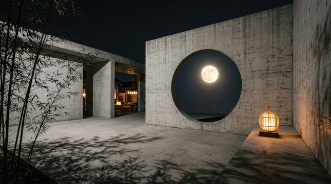 Celebrating the mid autumn festival with luminous moon installations and traditional lanterns embodying family reunion and cultural heritage in a breathtaking artistic