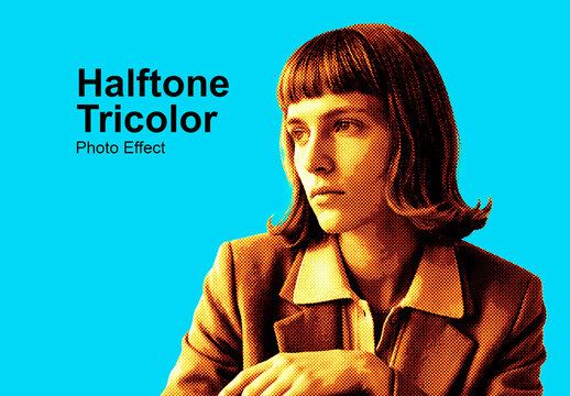 Halftone Tricolor Photo Effect Template