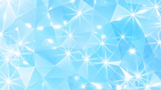 Geometric Triangle Shapes Pattern Background with Glowing Light Blue Faceted Crystal Texture