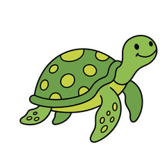 Obraz premium Cartoon Green Turtle with Yellow Spots