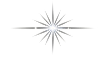 Fototapeta premium Single bright starburst flare element isolated on a transparent background for digital design and artistic lighting effects