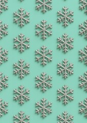 Snowflakes pattern on teal background.
