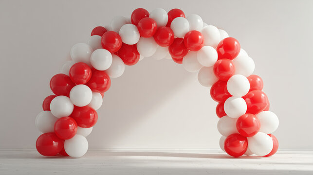Red and white balloon arch for Indonesian Independence day