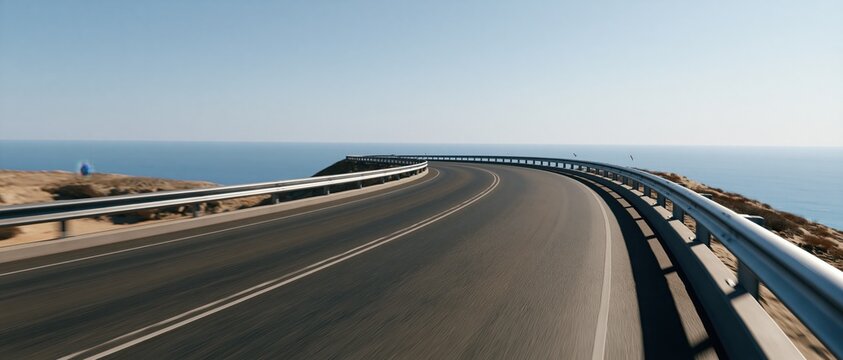 Dynamic Highway Curve with Motion Blur Representing Speed, Travel and Forward Progress