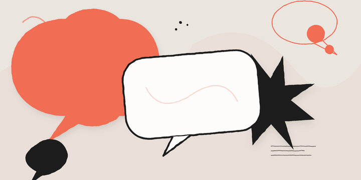Hand drawn abstract speech bubble composition for creative digital on transparent background