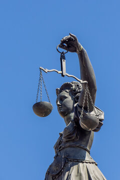 statue of lady justice - Justitia -in Frankfurt with scale and swordv
