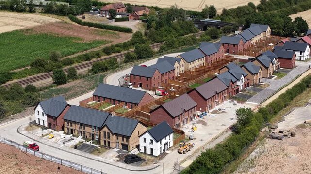 Aerial view of new housing development construction site