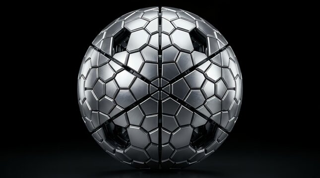 Highly Detailed Metallic Geometric Sphere 3D Render Abstract Shiny Chrome Orb Background