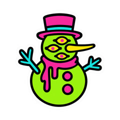 Obraz premium PNG Colorful psychedelic snowman illustration.