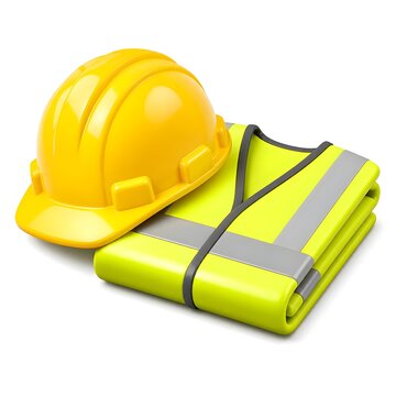 safety helmet with safety vest 3d rendering isolated on white background plastic style icon