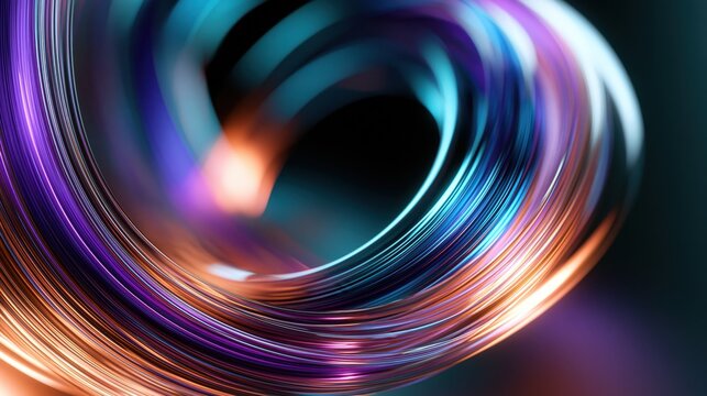 Abstract Neon Light Trails in Pink and Blue Creating Dynamic Motion on Dark Background