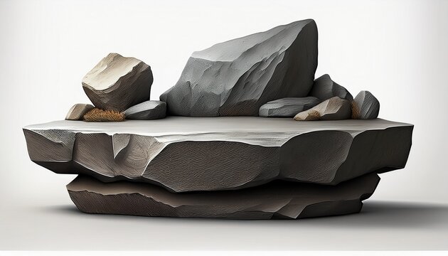 large rock podium white background