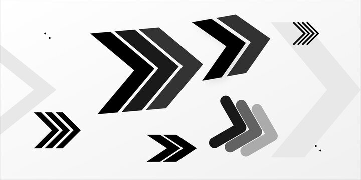 Minimalist geometric arrow shapes set for modern graphic design elements on transparent background