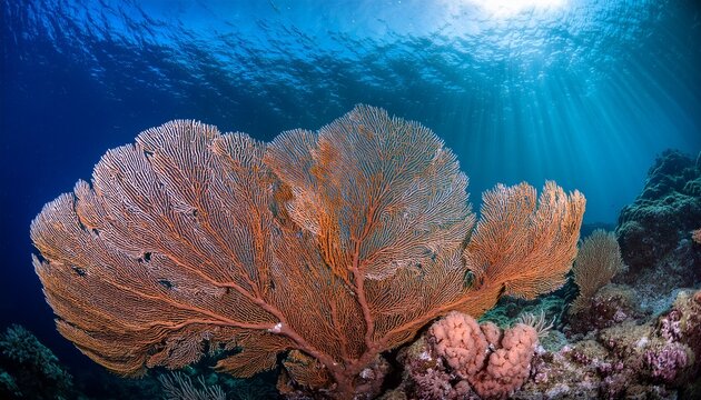 sea fans sway gently in the ocean current surrounded by vibrant coral formations sea fan coral reef