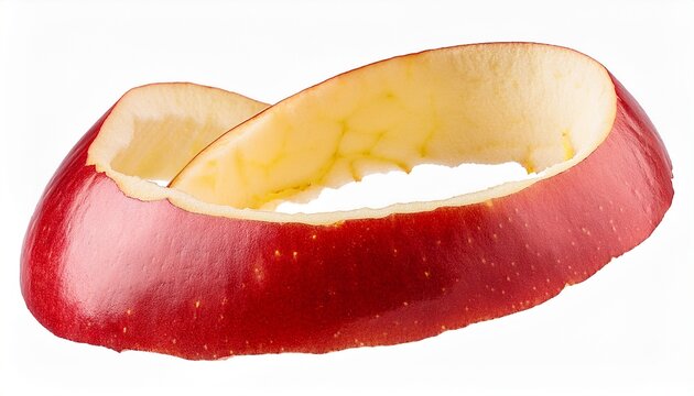 spiral red apple peel isolated on white background close up healthy organic fruit skin texture fresh food ingredient macro