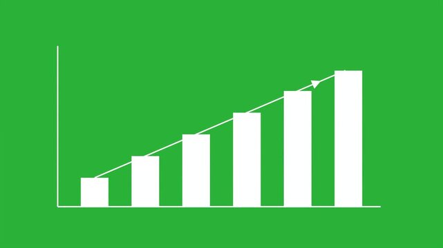 Business growth concept in a graph chart showing marketing sales profit increasing to a future target. Vector growing Diagram, growing business concept. Growing bar graph icon with an arrow going up.