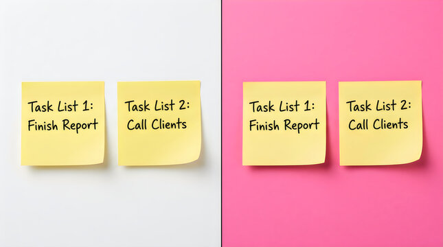 Flat design illustration of two task lists with checkmarks and progress bars illustration