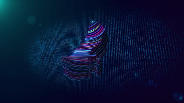 Animated Sweden map emerges through colorful flowing light lines and a glowing digital particle grid, creating a dynamic futuristic visualization with depth, movement, and technological atmosphere.