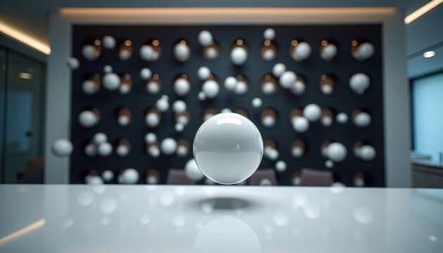 Futuristic metallic scifi artificial intelligence wall design with sph