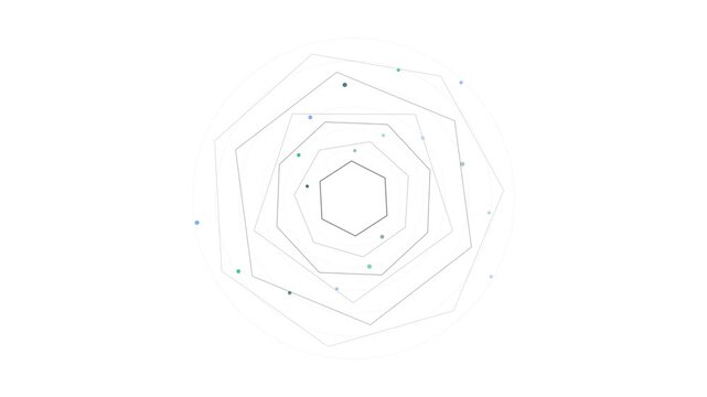 Abstract Geometric Polygonal Wireframe Concentric Hexagon Lines with Minimal Digital Dots Design