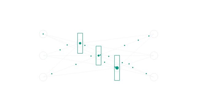 Minimalist abstract machine learning neural network diagram vector illustration