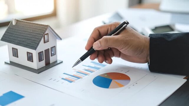 A professional analyzing housing market data with a small model