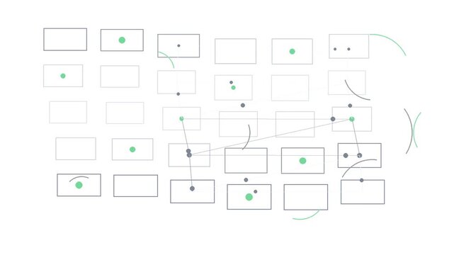 Abstract Diagram Featuring Systematic Rectangular Grid Layout with Interconnected Points and Fluid Minimalist Line Elements