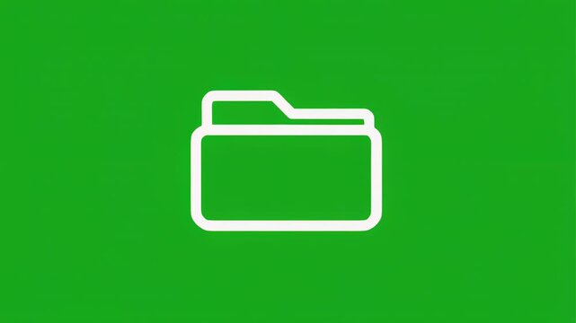 File Folder Icon Growing Animation with Green Background and Black Space