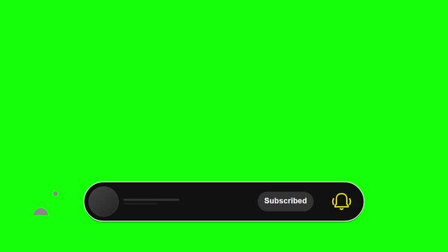 Digital social media subscribe button interface overlay on a green chroma key screen