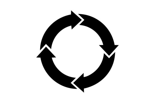 Circular arrows recycle loop refresh rotation icon black