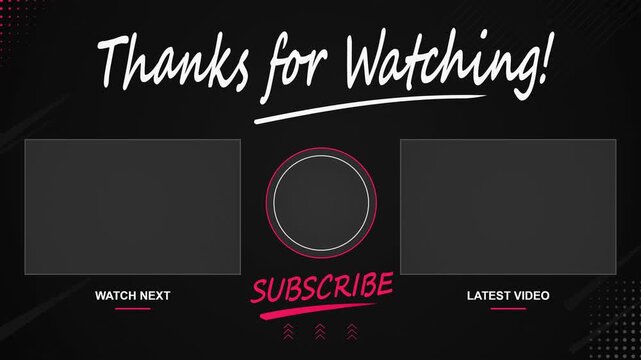 Modern YouTube End Screen Template with Thanks for Watching Text