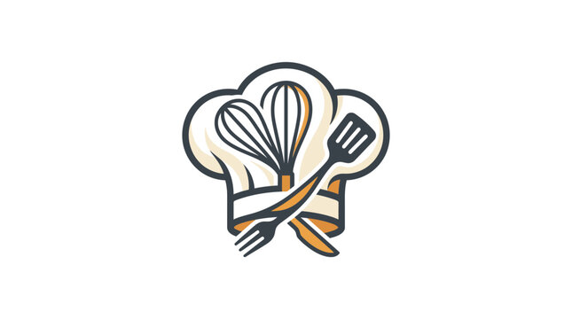 Chef toque logo with whisk and baking tools.