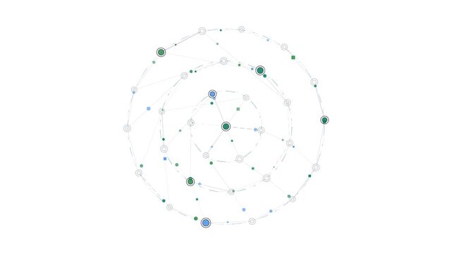 Abstract digital technology background with connected circles and dots representing data network concepts