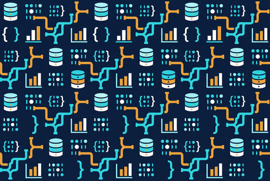 Data Pattern with Database Icons and Analytics Symbols