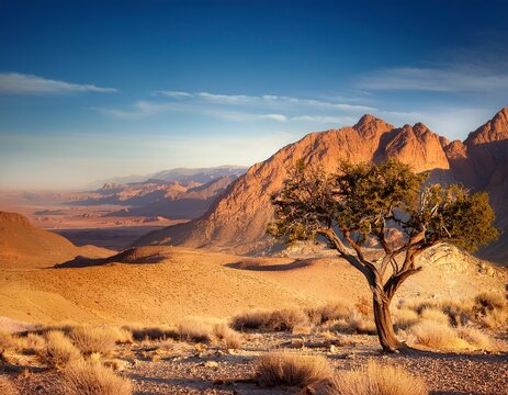 lone tree in a dry western mountain range