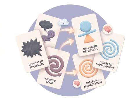 Ocd cognitive reframing exercise thought cards transforming distortion to balance