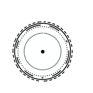 Concentric circles with dashed lines and dot