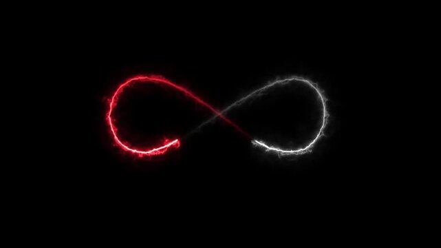Glowing infinity sign seamless loop . Animation of seamless loop Neon glowing blue light isolated on black background. Eternity concept. Mathematical symbol Infinity symbol appears of