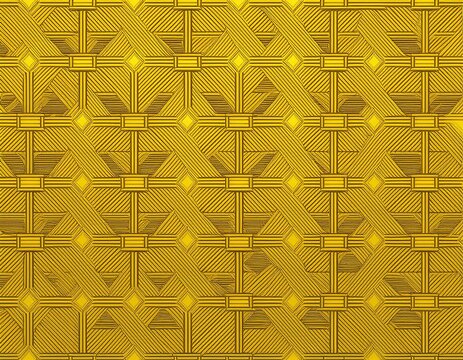 yellow geometric seamless pattern with interlocking line grid