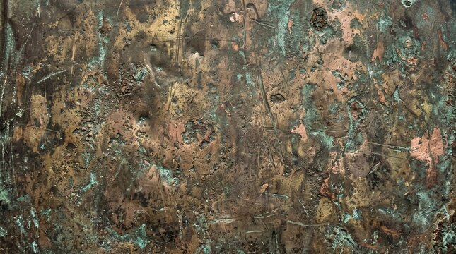 Antique Copper Patina Metal Texture Background, Vintage Rusted Surface
