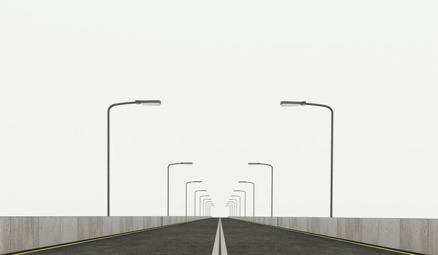 3d rendering set of highway overpass bridge with different perspective views