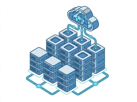 Cloud computing infrastructure with distributed server racks connected across multiple nodes