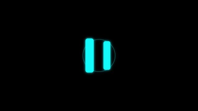 4K Animated Pause Button Icon, Minimal Blue Media Control Motion Graphic